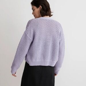 Madewell Lavender Open-Stitch Crop Cardigan Sweater